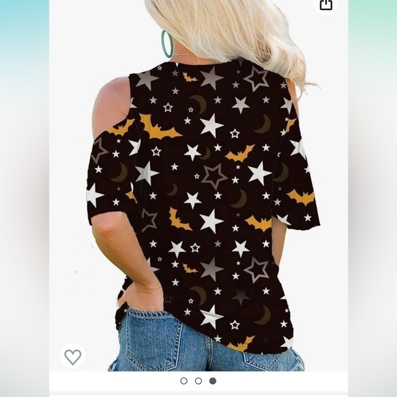 NWT Roshop Women's Sexy Cold Shoulder Button Down Tie Front Halloween Shirts - Picture 3 of 3